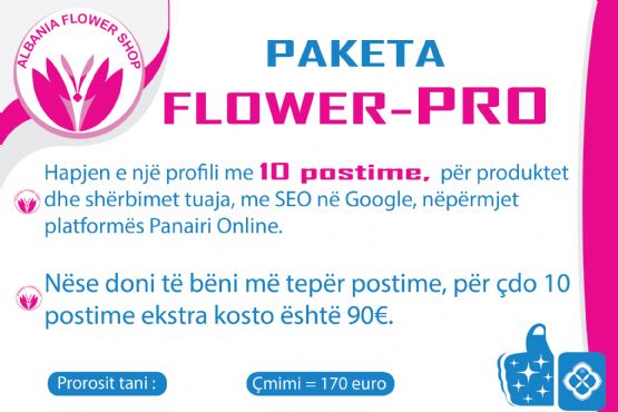 Abonimi për 365 ditë në platformën ALBANIA FLOWER SHOP me paketën FLOWER-PRO